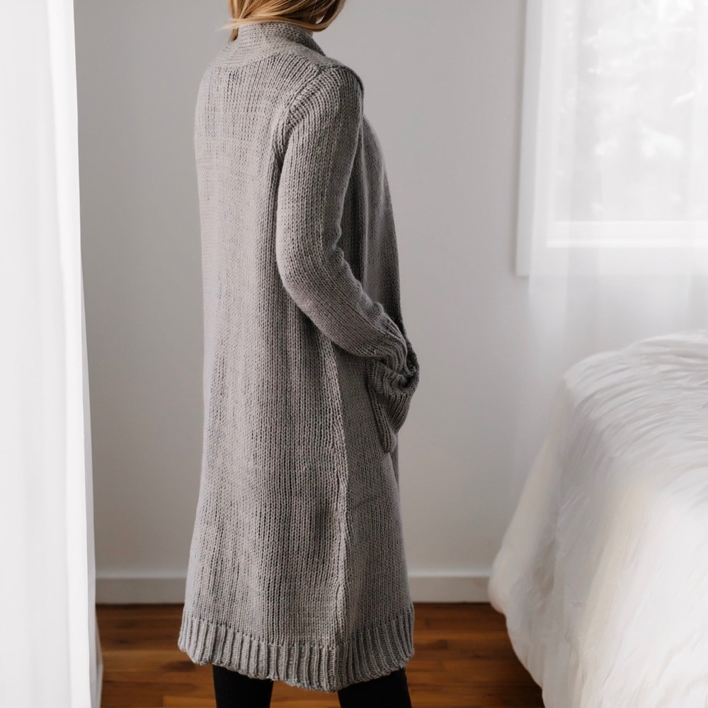 Long Gray Cozy Sweater Cardi - Picture 4 of 8